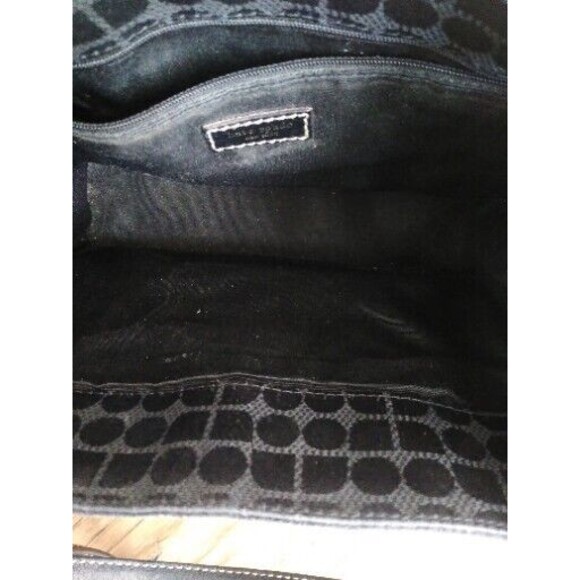 Vintage Kate SpadeBlack Logo Leather Fabric Shoulder Square Soho Tote Bag Y2K - Picture 7 of 7